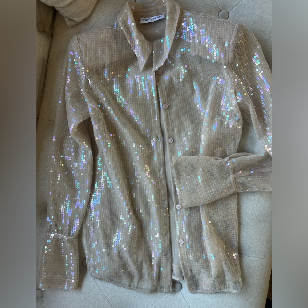 Tiffany sequin button down blouse - Picture 3 of 4